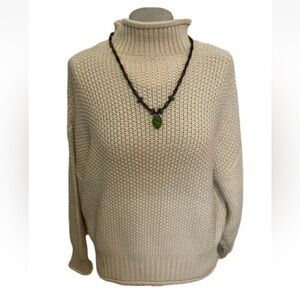 Chunky Knit Mock Neck Cream Pullover Sweater Size Medium